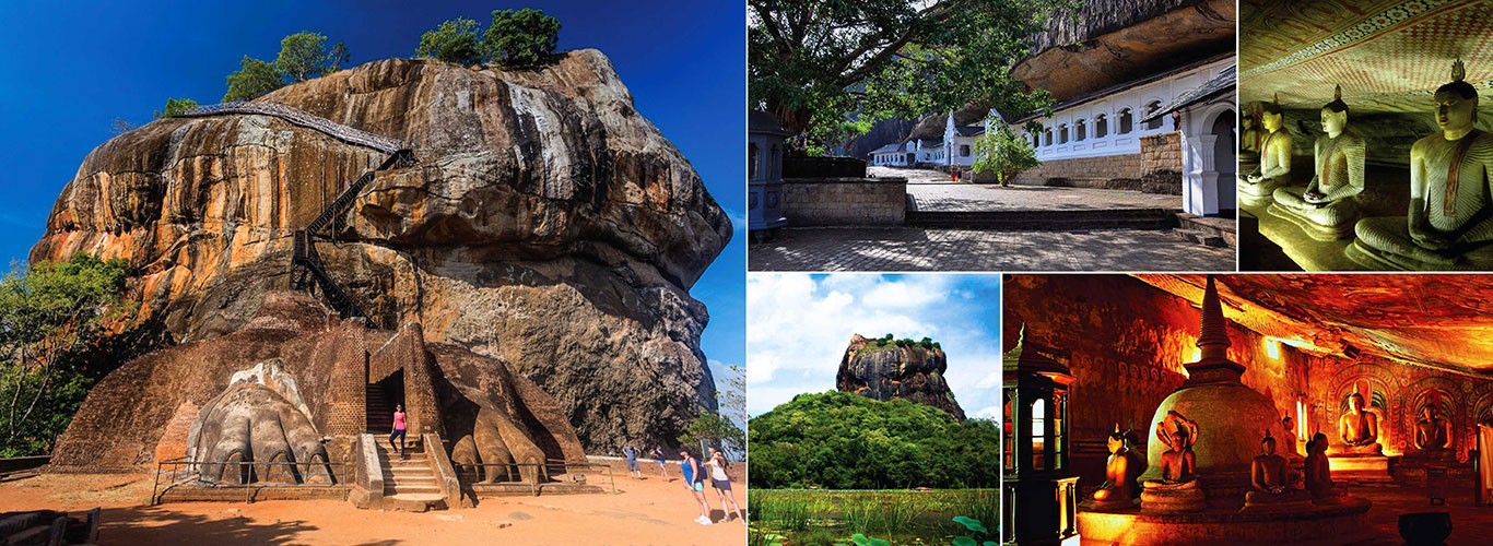 Sigiriya Rock Fortress, Pidurangala Rock, Dambulla Cave Temple, Minneriya National Park, Matale Spice Garden Luxury Tour